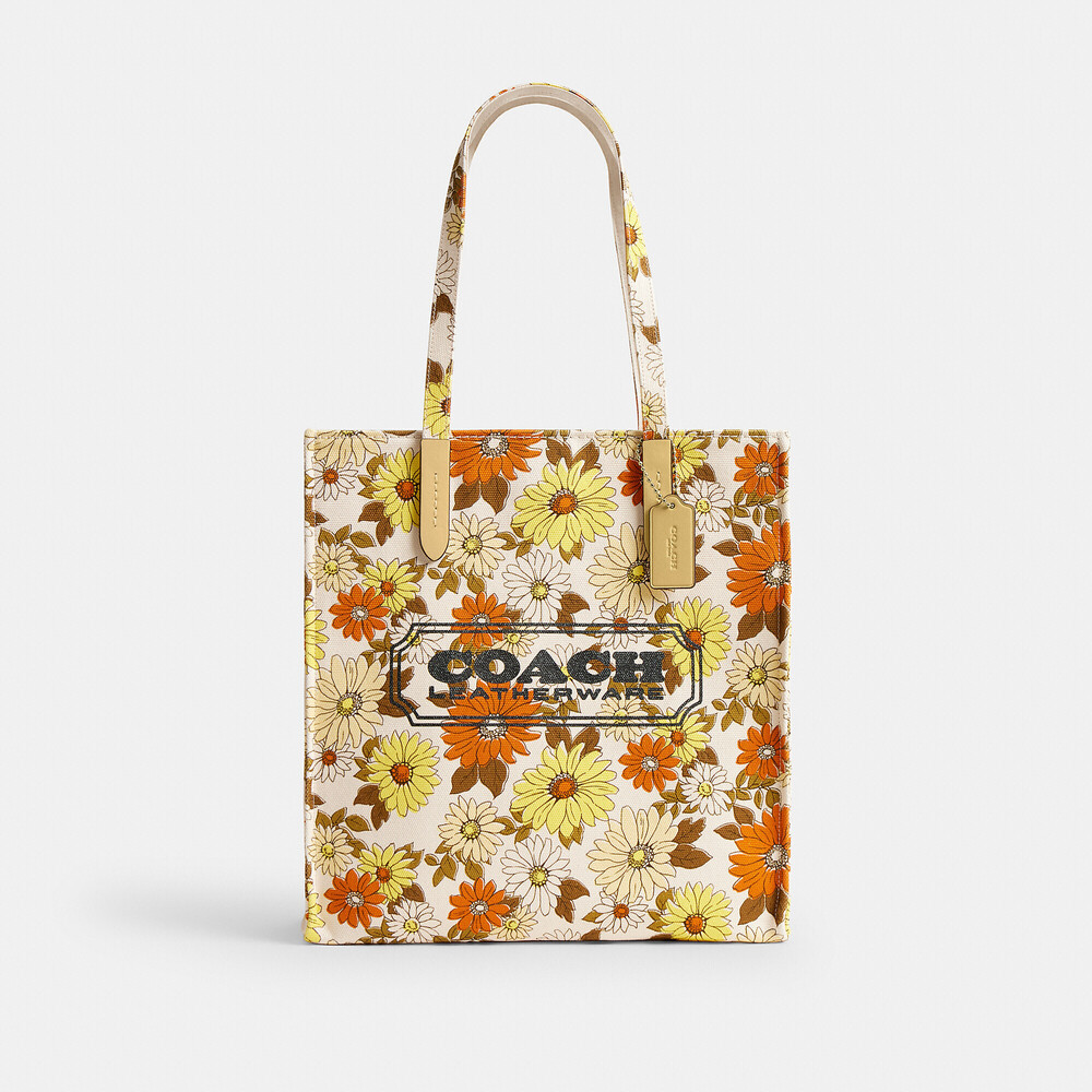 Coach Outlet Canvas Tote Bag With Floral Print